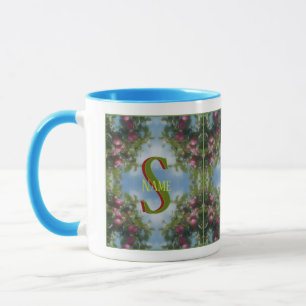 Caneca Monograma Personalizado Seu Nome Inicial Maçãs Ver