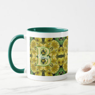 Caneca Monograma Personalizado Sua Inicial Arte de Flor d