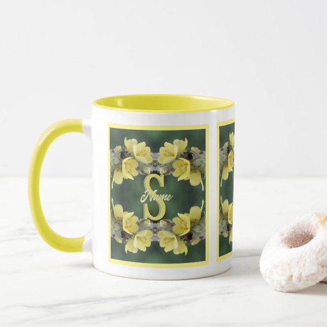 Caneca Monograma Personalizado Sua Inicial Nome Mullein  (Com Donut)
