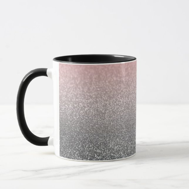 Caneca Monograma personalizado vintage brilho rosa brilha (Esquerda)