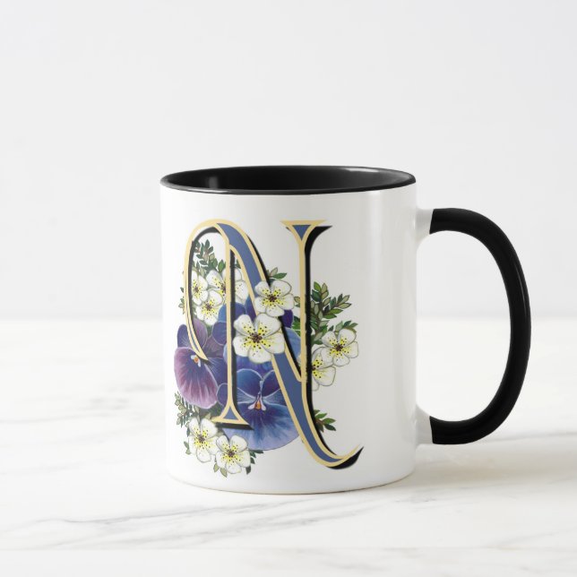 Caneca Monograma pintado à mão da inicial do amor (Direita)