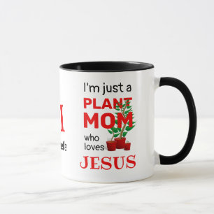 Caneca Monograma PlANT MOM LOVES JESUS Christian