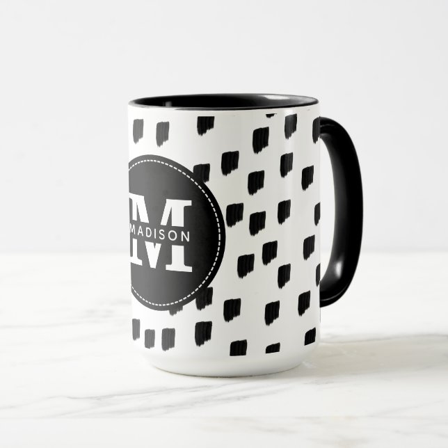 Caneca Monograma preto e branco (Frente Esquerda)