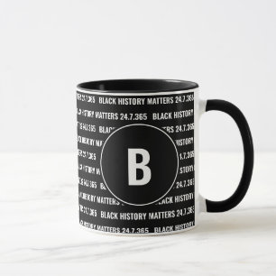Caneca Monograma Preto Personalizado Mês de Histórico