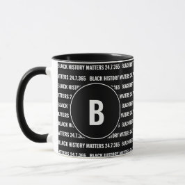 Caneca Monograma Preto Personalizado Mês de Histórico