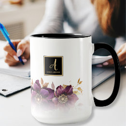 Caneca Monograma Purple Floral
