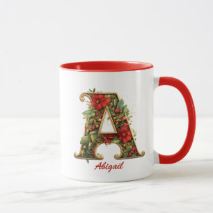 Caneca Monograma Rebuscado Personalizado A Natal Vermelho