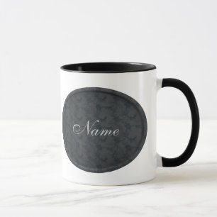 Caneca Monograma Seu Nome Black Floral Mug