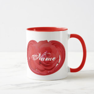 Caneca Monograma Seu Nome Rosa Floral Personalizado