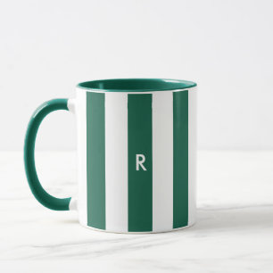 Caneca Monograma Simples de Banho Verde de Natal Inicial