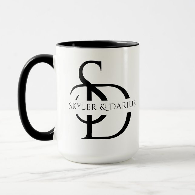 Caneca Monograma Simples De Casamento Personalizado Com N (Esquerda)