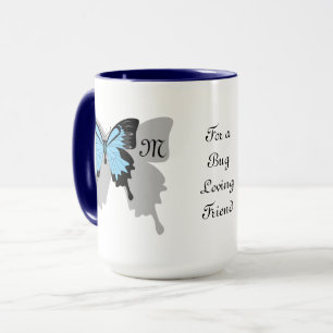 Caneca Monograma Sombra de Borboleta Azul