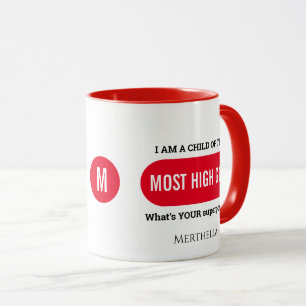 Caneca Monograma Vermelho de Superpotência Cristã Persona