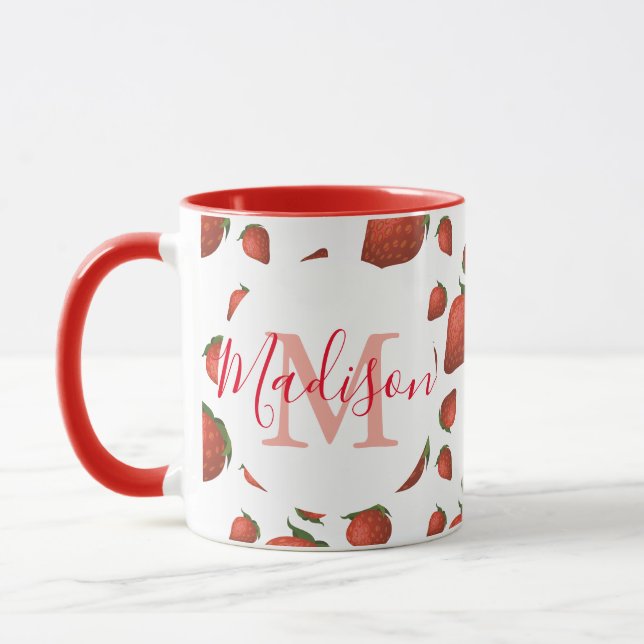 Caneca Monograma Vermelho Girassol Personalizado (Esquerda)