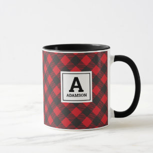 Caneca Monograma Xadrez Red Black Buffalo