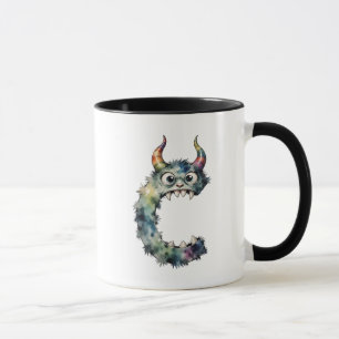 Caneca Monster - Letra C Mug - Gif Inicial Monstro Reprod