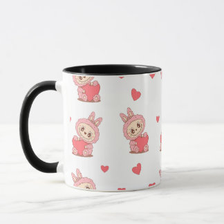 Caneca Monstro Bonito, Rosa, com Carneiro - Kawaii Lov