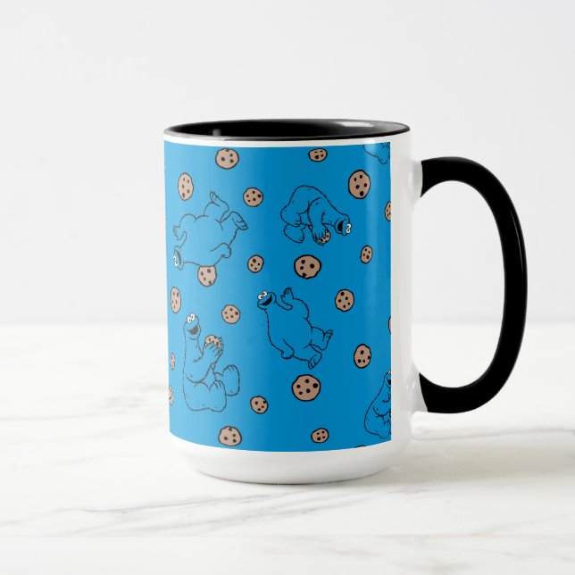 Caneca Monstro dos Biscoitos e Biscoitos Padrão Azul (Direita)