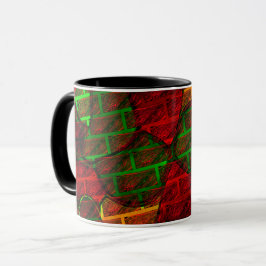 Caneca Montagem de imagens diferentes, tijolo, vermelho, 