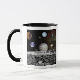 Caneca Montagem dos planetas e luas de Júpiter