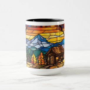 Caneca Montanha Retrete Vidro Estreitado Aspecto Natureza
