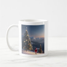 Caneca Montanha Santa Claus Snowy | Árvore de Nata