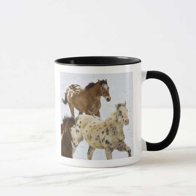 Caneca Montanhas Big Horn, Cavalos correndo na neve (Direita)