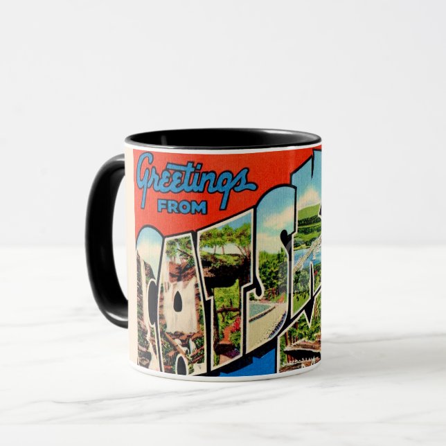 Caneca Montanhas Catskill retrô (Frente Esquerda)