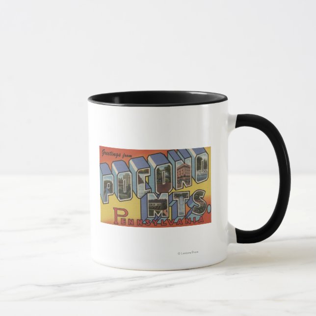 Caneca Montanhas Pocono - Cenas com Letras Grandes (Direita)
