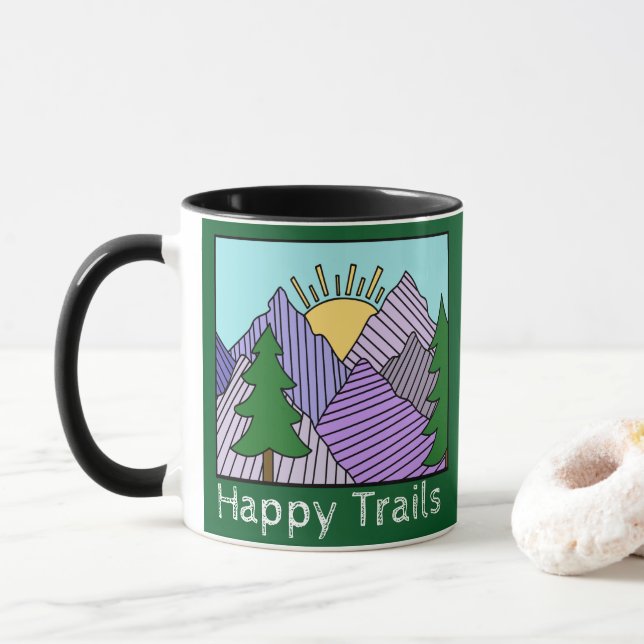 Caneca Montanhas Russas Felizes de Trilhos (Com Donut)