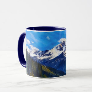 Caneca Montanhas Snowy Colorado e Árvores Art Mug