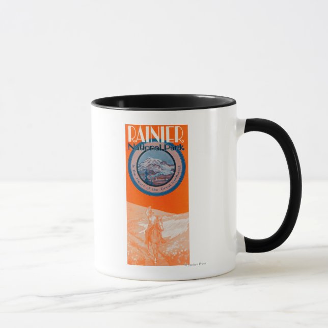 Caneca Monte Rainier Poster - Horseback Riding (Direita)