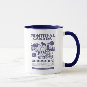 Caneca Montreal Canadá Paisagem Urbana de Bagel Retrô 