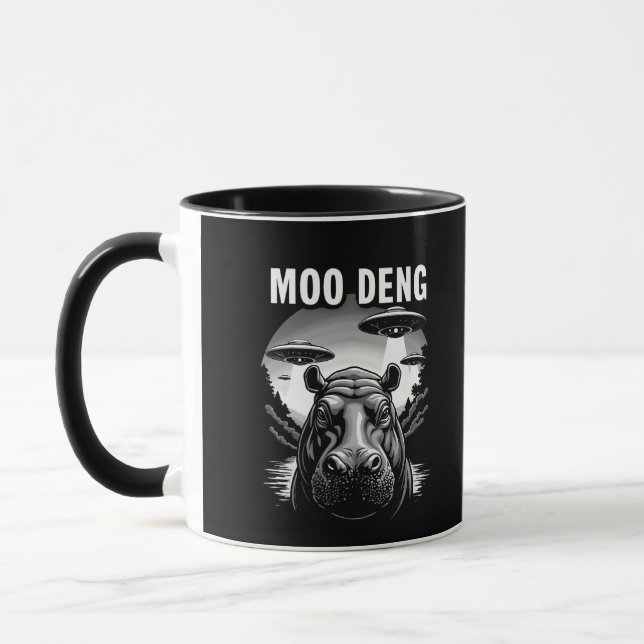 Caneca Moo Deng Baby Pygmy Hippo UFO Aliens (Esquerda)