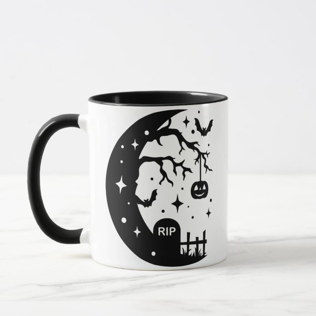 Caneca Moon RIP Crescente Bat Pumpkin Halloween (Esquerda)