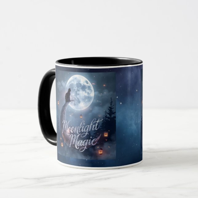 Caneca Moonlight Magic – Enchanted Halloween Mug Design (Frente Esquerda)