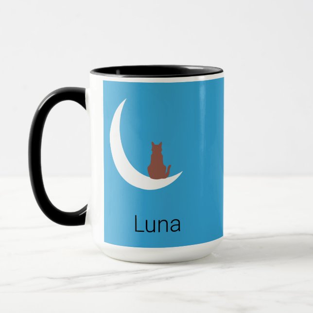Caneca Moonlight Whiskers | Minimalist Cat & Moon Morphin (Esquerda)