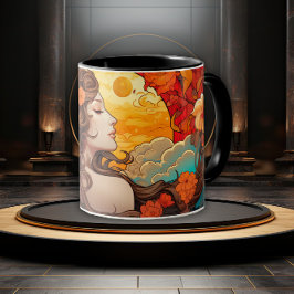 Caneca Moonlit Muse Art Nouveau