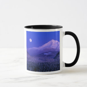 Caneca Moonrise sobre Mt Hood Winter, Oregon