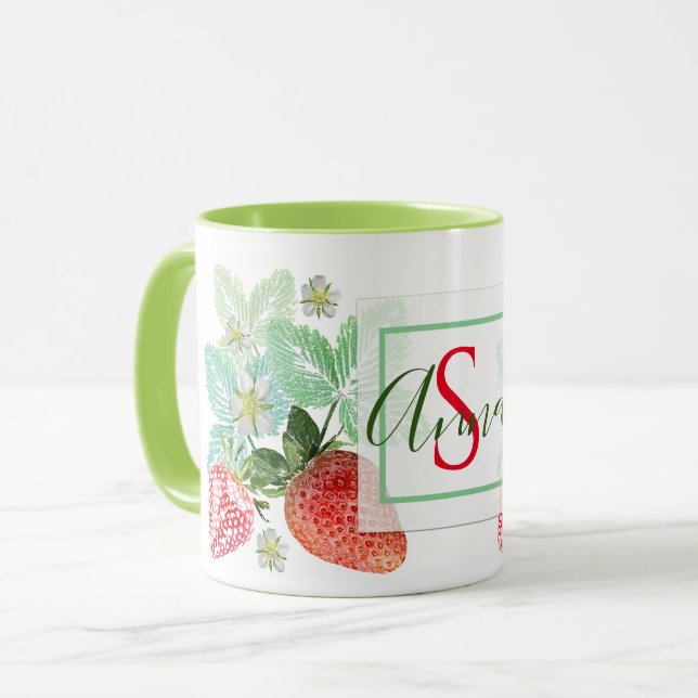 Caneca Morango, morango, vermelho, fresco, maduro, doce,  (Frente Esquerda)
