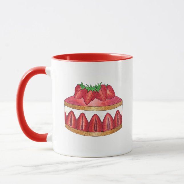 Caneca Morango Rosa Fraisier Bolo Francês Setor (Esquerda)