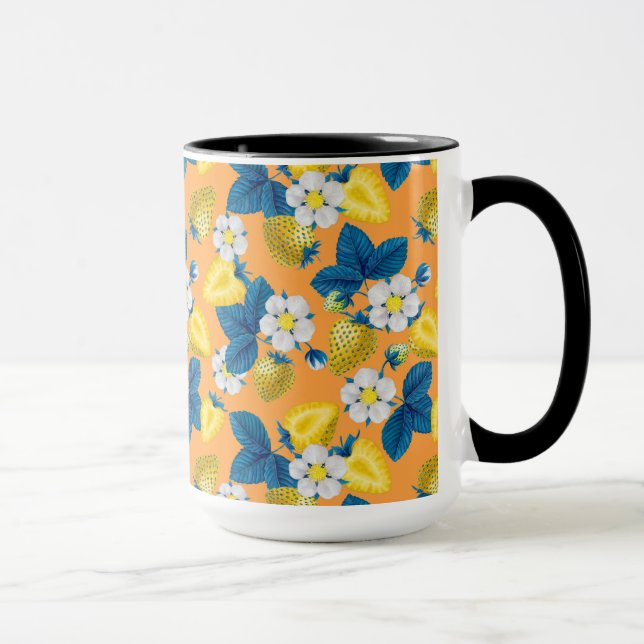 Caneca Morangos amarelos em laranja (Direita)
