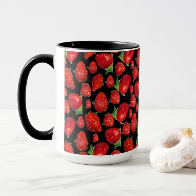 Caneca Morangos Vermelhos Deliciosos, (Com Donut)