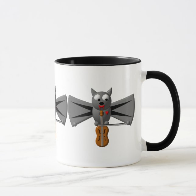 Caneca Morcego vampiro bonito tocando violino (Direita)