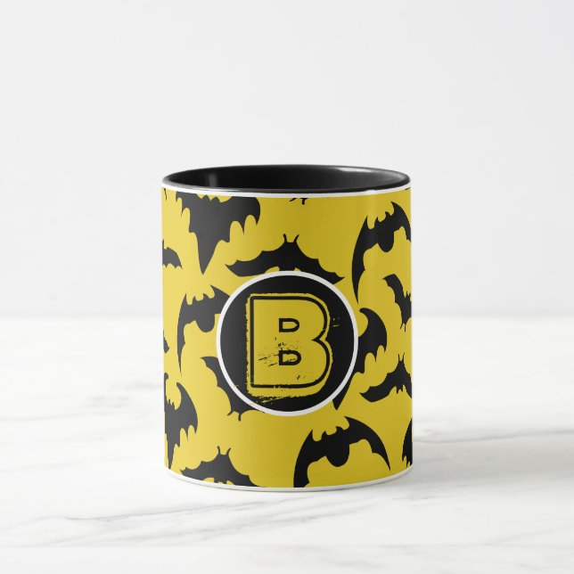 Caneca Morcegos Amarelos e Pretos de Halloween (Centro)