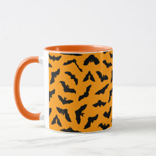 Caneca Morcegos de Voo do Dia das Bruxas Laranja