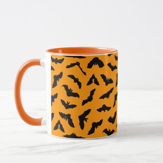 Caneca Morcegos de Voo do Dia das Bruxas Laranja (Esquerda)