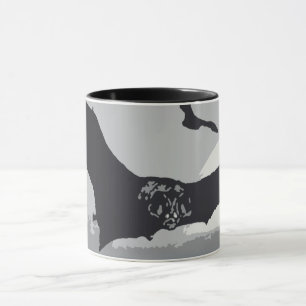 Caneca Morcegos Pretos Voadores de Halloween Vintage