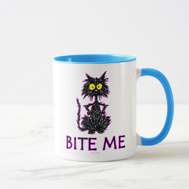 Caneca Morda-me! Design do presente do gato (Direita)