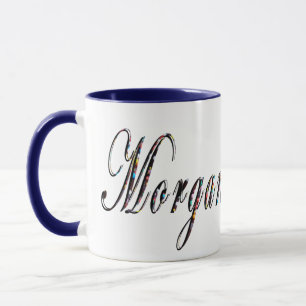 Caneca Morgan, Nome, Logotipo, Blue Combo Coffee Mug.